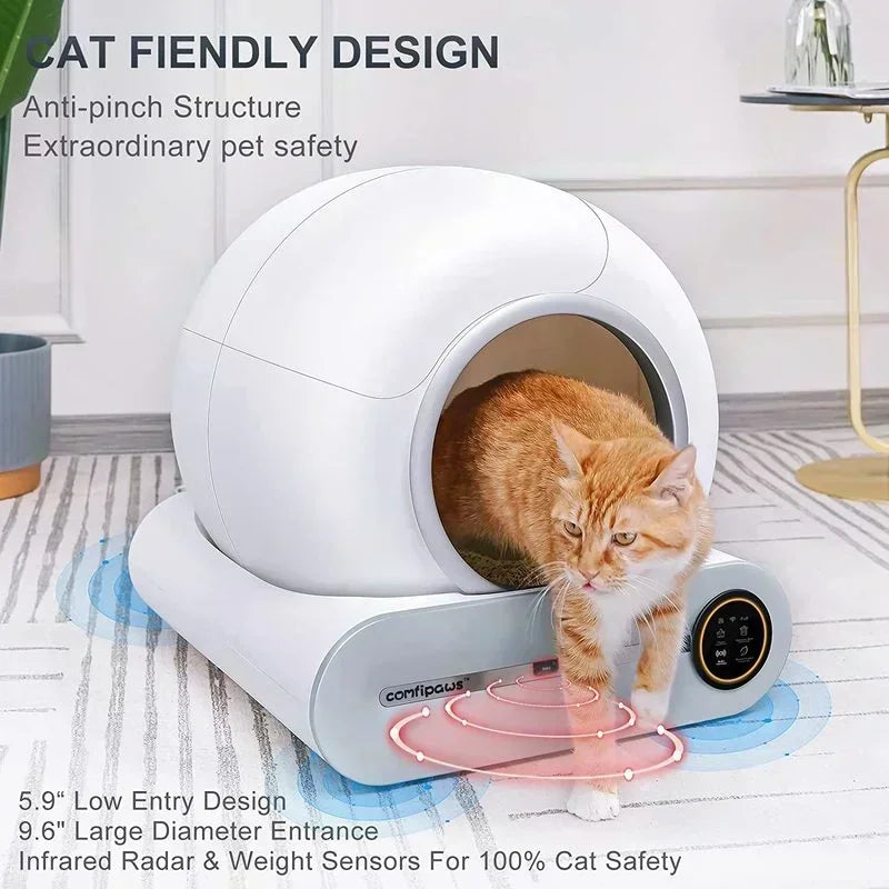 Tonepie 65L Automatic Smart Cat Litter Box Self Cleaning Fully Enclosed Cat Litter Box Pet Toilet Litter Tray English versions