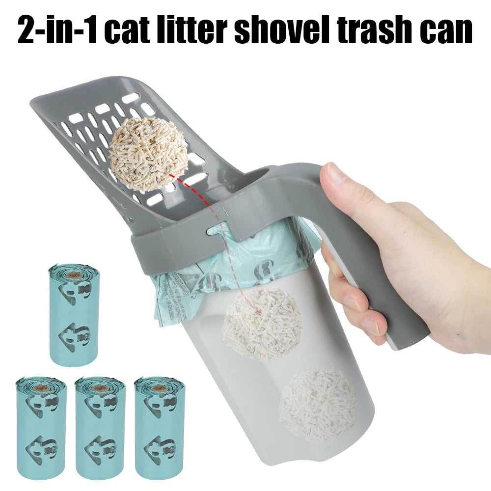 Cats Supplies With Waste Bags Self-cleaning Pet Cleanning Tool Cat Sand Cleaning Cat Litter Shovel Cat Litter Box Scoop